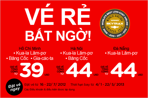 Vé máy bay giá rẻ bất ngờ với Air Asia